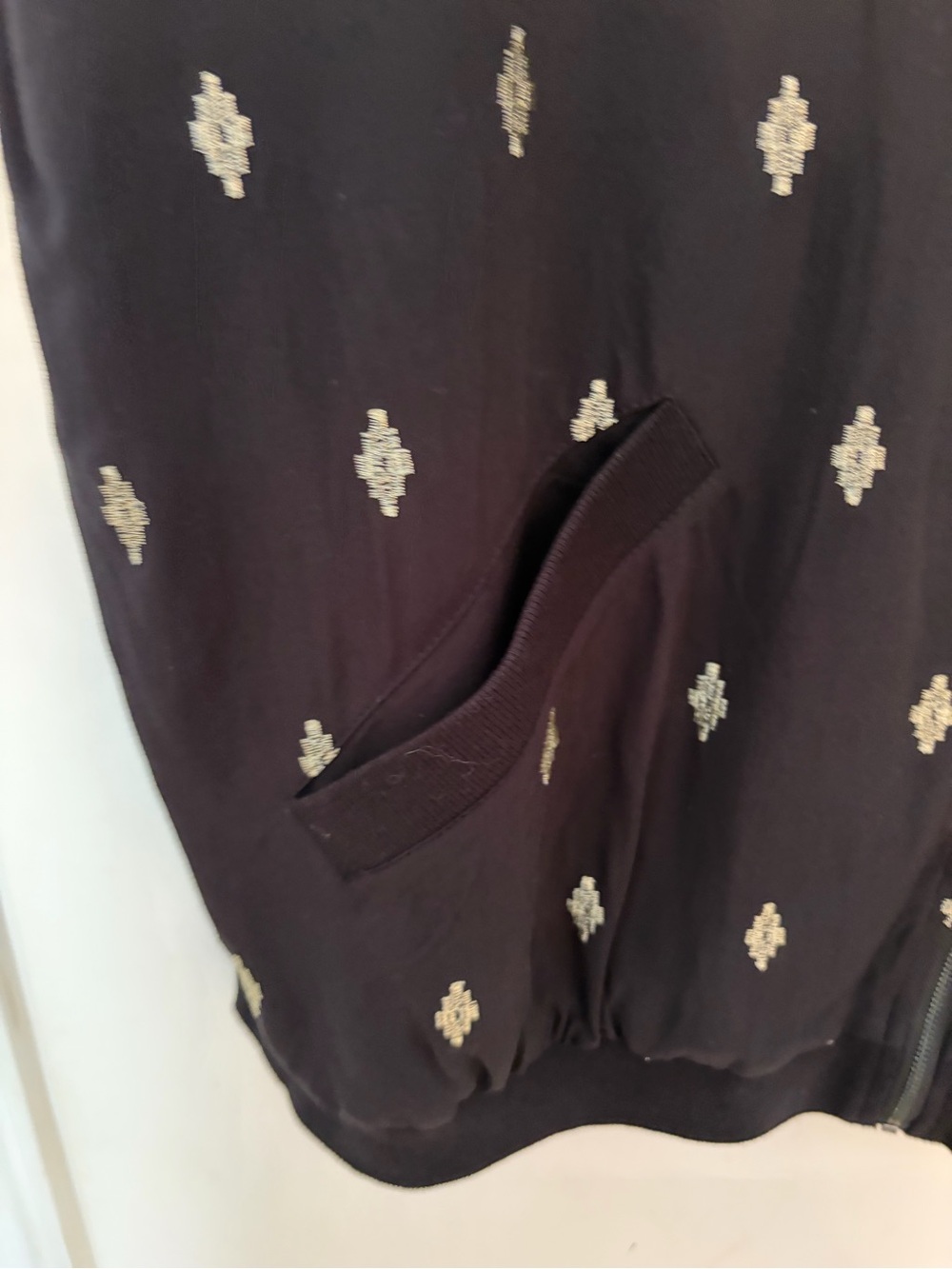 Black Embellished Zip-Front Bomber Jacket - Picture 6 of 6